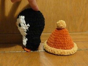Tučňák, s čepičkou, háčkovaný, plyšový - 4