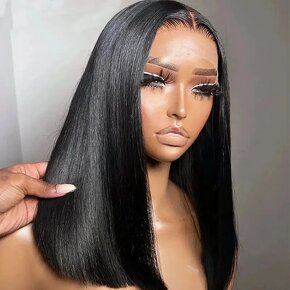 Nová černá rovná Lacefront paruka - 4
