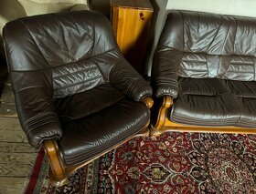 Luxusní dubová rustikální kožená sedací souprava, č.2948 - 4