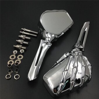 Chrom zrcátka chopper,cruiser Skeleton,těžký masív. - 4