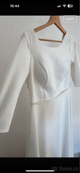 Bílé dlouhé šaty s 3/4 rukávem a korzetovým šněrováním - 4