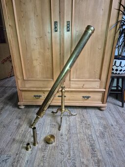 Velký starožitný mosazný dalekohled, 19.st.,Anglie - 4