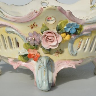 Starožitná porcelánová misa na 4 elegantných nožičkách - 4