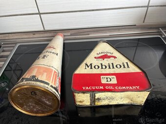 Plechovka  od oleje Mobiloil + Mobiloel - 4