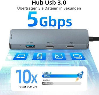 HUB USBc to 2xUSB 3.2, 2xUSBc - 4