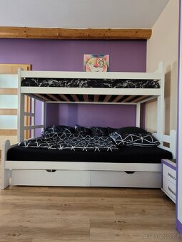 Dětská patrová postel Bivi, bílá, masiv, 120x200 a 90x200 - 4