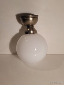 Art-Deco lustr z niklované mosazi stropnice bílé stínidlo - 4