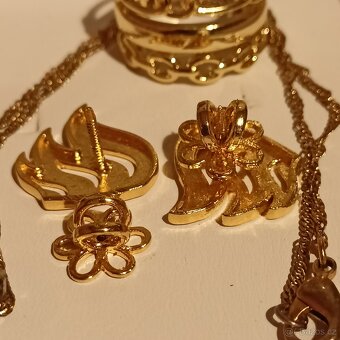 silne zlacene nausnice,prsten,privesek - 4