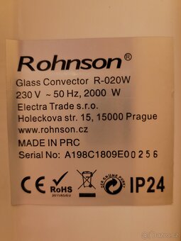 Elektrický přímotop - konvektor Rohnson R-020W - 4