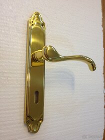 Dveřní klika / kování, zlatá lesk, rozteč 72mm /2ks - 4