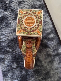 Keramický retro slon podstavec na květiny - 4