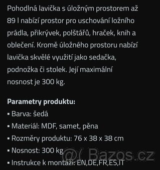 Nový sametový taburet s úložným prostorem - 4