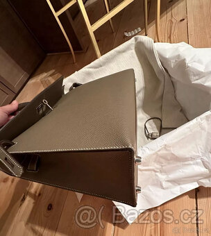 Hermes Kelly Bag 32 Etoupe S fakturou, krabicí, prachovým sá - 4