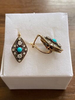 Zlaté náušnice s tyrkysem - 4