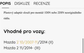 Redukční autorámeček pro Mazdu 2 - 4
