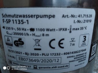 Prodám VÝKONNÉ ponorné kalové čerpadlo FERREX F-SP 1135-1 -2 - 4