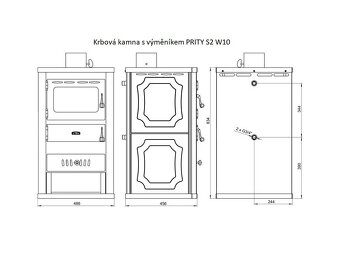 Nepoužitá krbová kamna s výměníkem PRITY S2 W10 - 4