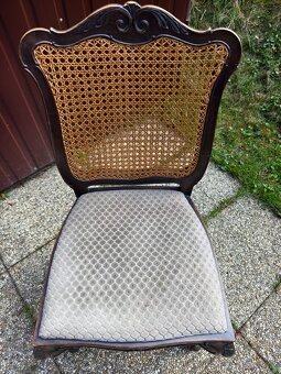 Starožitná židle s výpletem, pérová - 4