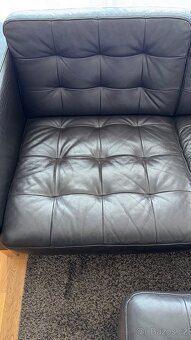 Ikea kožená pohovka tm. hnědá - 2x + podnožka - 4