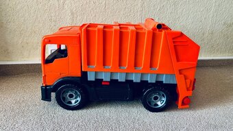 Oranžové popelářské auto se 4 popelnicemi - 4