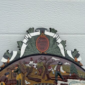 A velký malovaný hodinový ciferník měď - 4