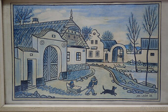 Josef Lada - náves - grafika 1933 - 4