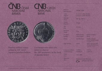 Mince 200Kč 2001 Jaroslav Seifert Proof ČNB - 4