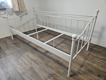 Kovová postel 90x200 bílá - 4