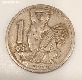 ČESKOSLOVENSKO mince - 1 Koruna 1924, 1938 - 4
