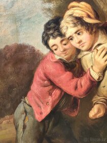 Stará olejomalba z roku 1868 - 60cm x 49cm. Psí šarvátka - 4