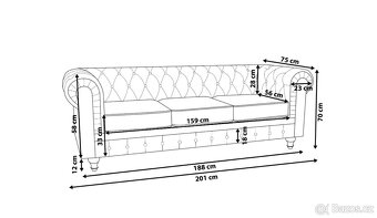 Sametová pohovka ve stylu Chesterfield - 4