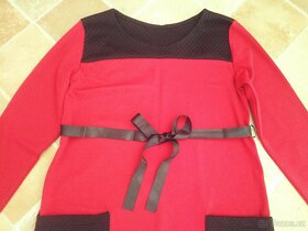 Těhotenské červené teplejší šaty vel. L - 4