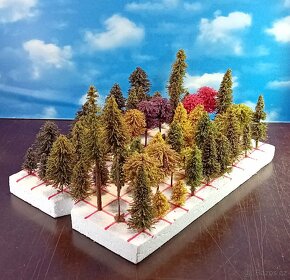 Sada stromků pro modelovou železnici,výška 3-18 cm,63ks. - 4