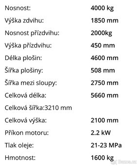 Zvedák čtyřsloupový 4t - 4