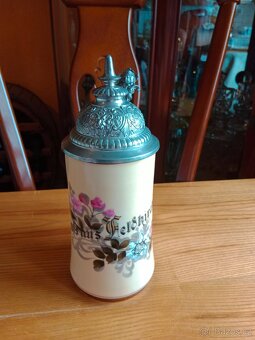 Pěkný starý, porcelánový korbel s průsvitkou na dně - 4