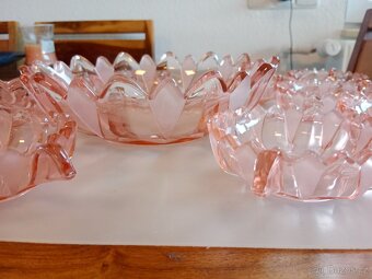 Art deco skleněná růžová souprava - 4