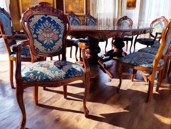 Jídelní set Ludwik 2 – 2,4m + 10 židlí gobelín – JS7.04 - 4