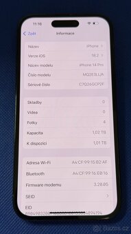 iPhone 14 Pro 1T Graphite, pěkný stav - 4