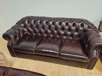 CHESTERFIELD ŠTÝL,KOŽENÁ-ČOKOLÁDOVEJ FARBY,3+2+1 - 4