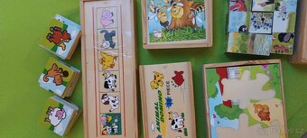 Dětské dřevěné skládačky , puzzle,domino - 4