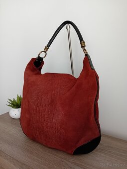 Genuine Leather Italy dámská velká hobo kabelka kožená - 4