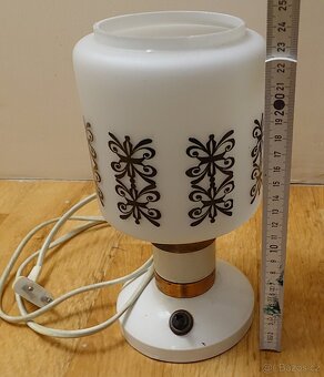 Retro stolní lampička s mléčným sklem – 70. léta, funkční - 4