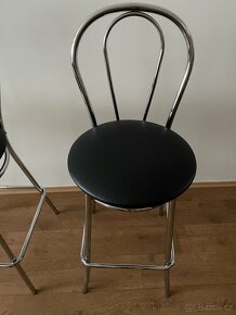 Barové židle chrom, černá kůže 3 kusy - 4