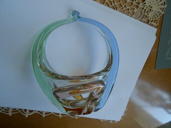 RETRO skleněný košíček 17cm hutní sklo - zachovalý - 4