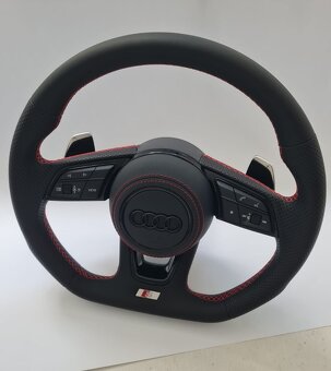 AUDI KOŽENÝ EXCLUSIVE ČERVENA NIT VOLANT + AIRBAG + F1 PADLA - 4