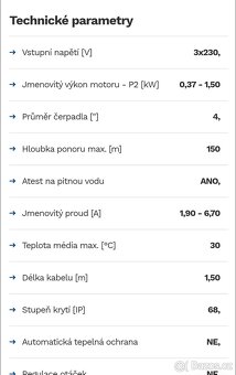 Prodám ponorné čerpadlo Franklin Electric Typ 234 562  3016 - 4