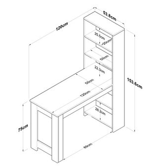 prodám jídelní/pracovní/psací stůl s policemi - 4