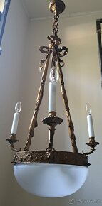 Starožitný secesní set, lustr, lampa,aplika, secese. - 4
