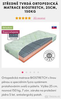 Zdravotní ortopedická matrace, 2tvrdosti, 7 zón, 90x200 - 4