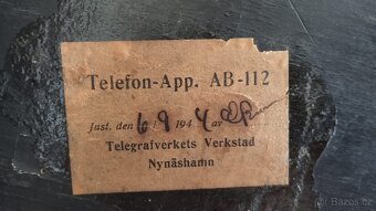 Starý švédský orig.telefon na kliku (2 kliky) velký těžký - 4